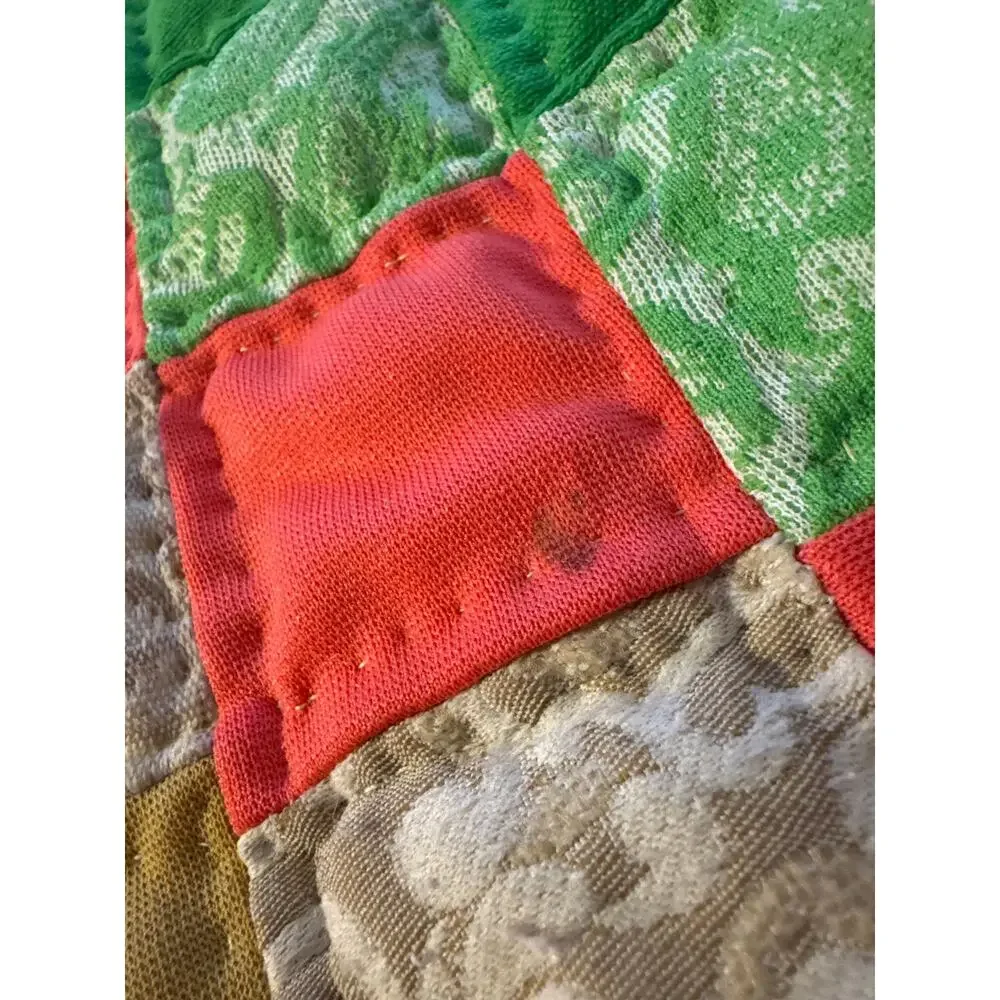 Vintage Trip Around The World Patchwork Quilt Brightly Colored King